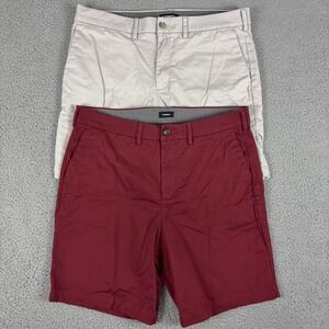 LOT OF 2 Express Shorts Mens 36 Chino Above The Knee 8" Elastic Waist Preppy